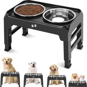 4 Height Adjustable Raised Bowl Stand